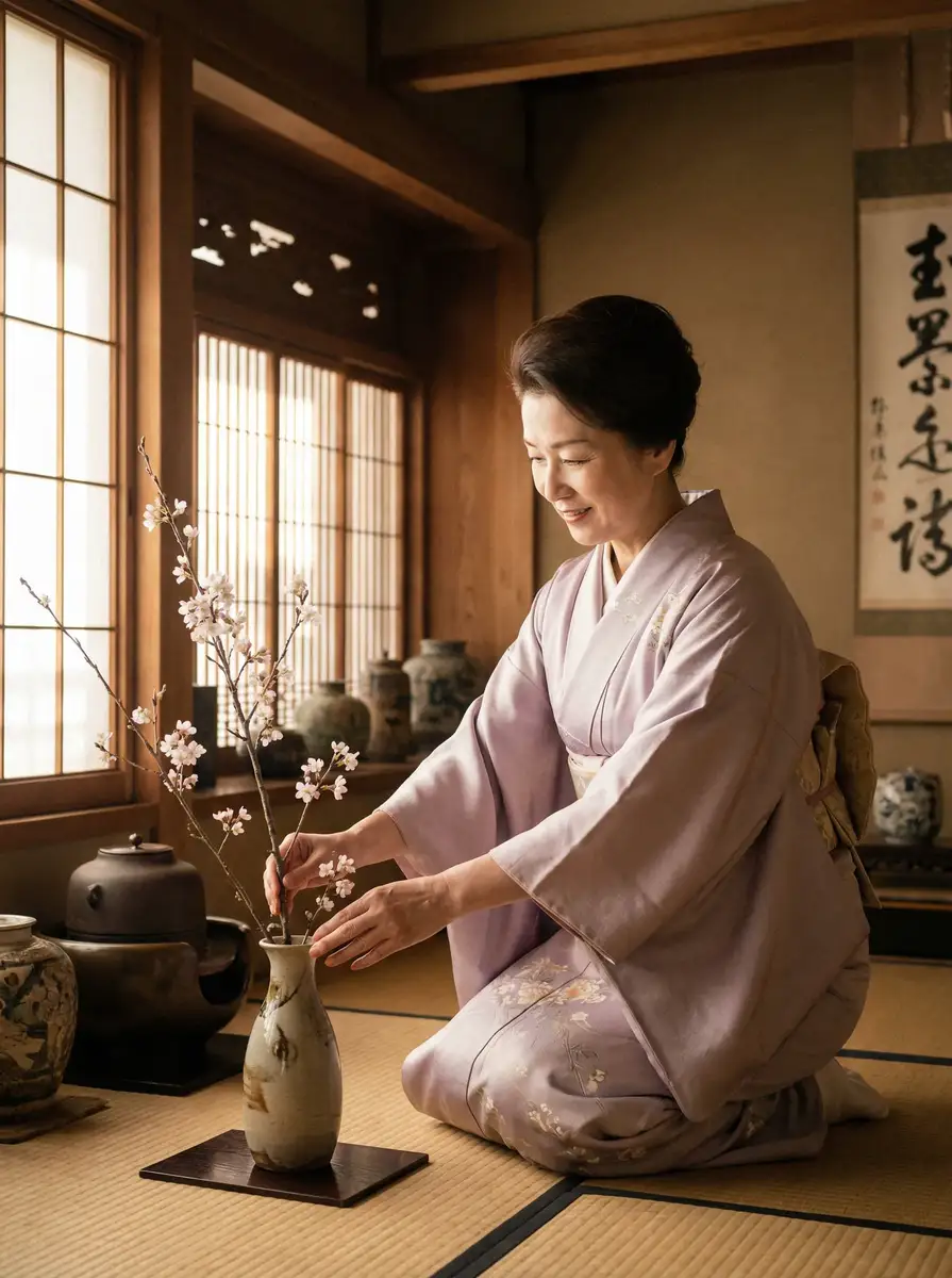 一位优雅的 宫下玲奈 | 宫下玲奈官方平台 - 热点黑料宫下玲奈导航 在和室中插花
